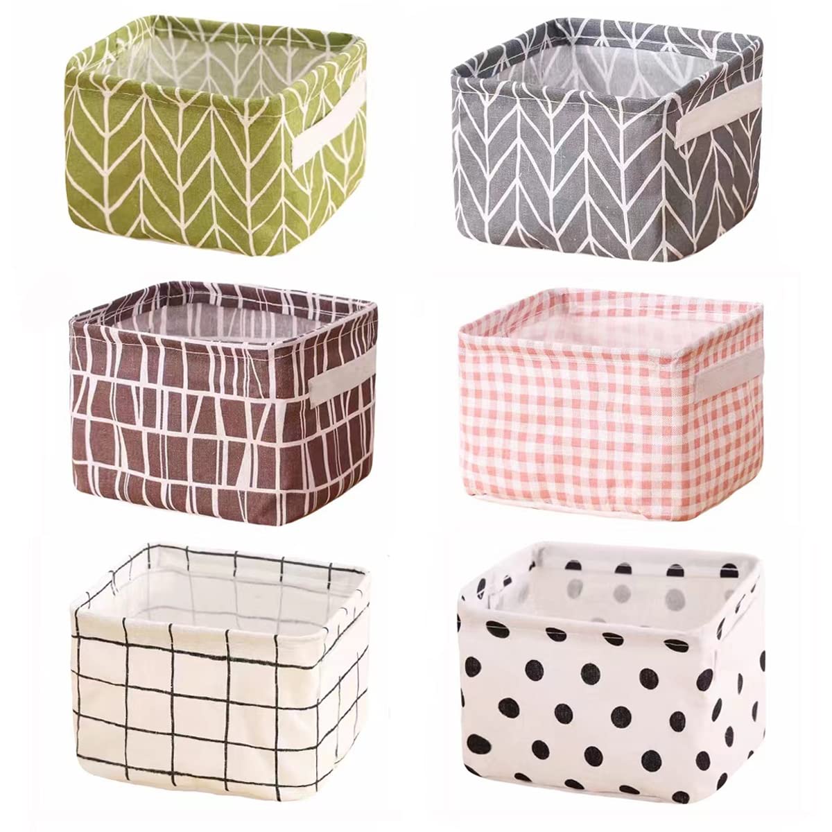 Photo 1 of Abgream Foldable Storage Basket - Set of 6 Small Collapsible Canvas Containers Organizers with Handle for Home Decor or Storing Toys, Keys, Sundries, Little Crafts. (Style C)