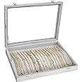 Siveit Necklace Organizer Box Premium 20 Hooks Necklace Display Jewelry Tray with Transparent Lid Jewelry Necklace Display Box for Necklace Pendants Suitable for Women and Girls (Grey)