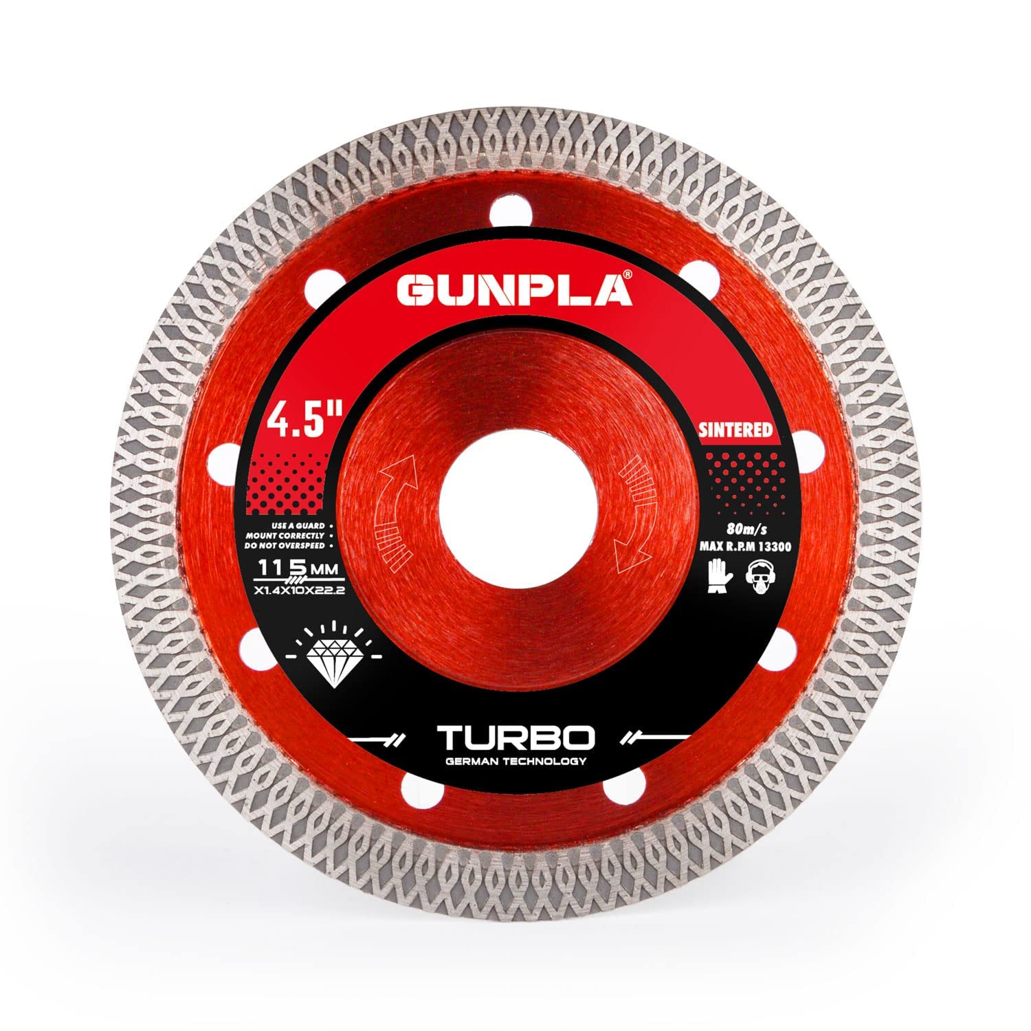 Gunpla Diamond Cutting Discs 115mm x1.4x22.2mm Thin Clean Fast Cut on Concrete, Marble, Porcelain Tiles, Granite, Bricks, Stone and Plaster, 4.5" Wheel Disc Dry and Wet Cutting Blade for Angle Grinder