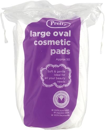 Pretty 50 Pure Cotton Large Cosmetic Pads Soft Absorbent 100% Cotton