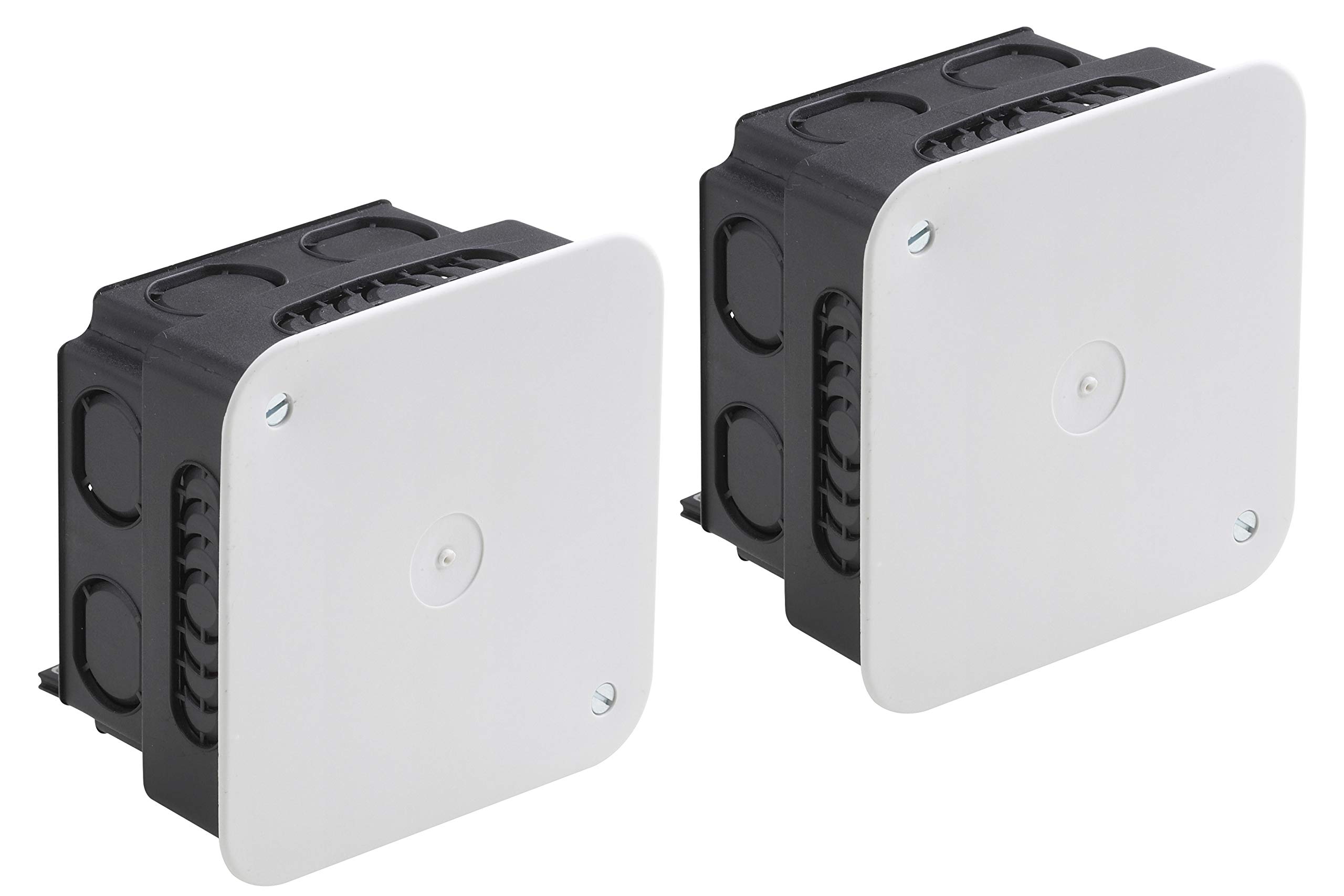 Meister Junction 150 x 150 x 65 mm-2 pieces-14 Cable Grommets-with lid-for Dry Indoor use/Flush-Mounted Set/Distribution Box for Interior Installation / 7461140, White/Black