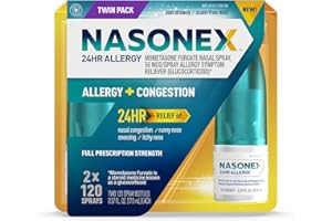 Nasonex 24HR Allergy Nasal Spray, Allergy + Congestion, Non-Drowsy Relief in Full Prescription Strength,120 Spray, 2 Pack