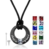 YOUFENG Birthstones Urn Necklaces for Ashes Round Cremation Pendant Urns for Human Ashes Memorial Keepsake Locket Jewelry All