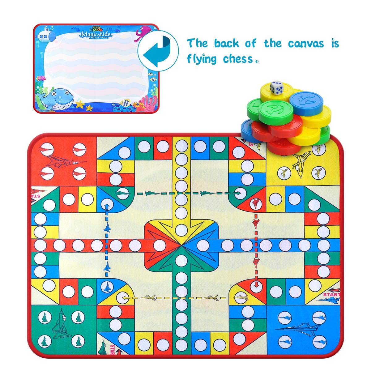 Lot-Yes Magic Doodle Mat Educational Water Drawing Mat Toy Painting Board for Kids Gifts Developmental Toys Coloring Water Magic Mats Scribble Board Pad Painting Markers for Boys Girls (Ocean)