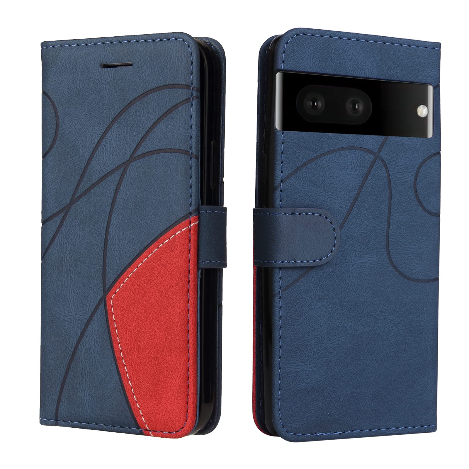 Wuhaizher Google Pixel 7A Case Geometric, Shockproof Wallet Case PU Leather with Card Slots Folding Stand Magnetic Scratchproof Protect Flip Cover for Google Pixel 7A Phone Cases, Blue