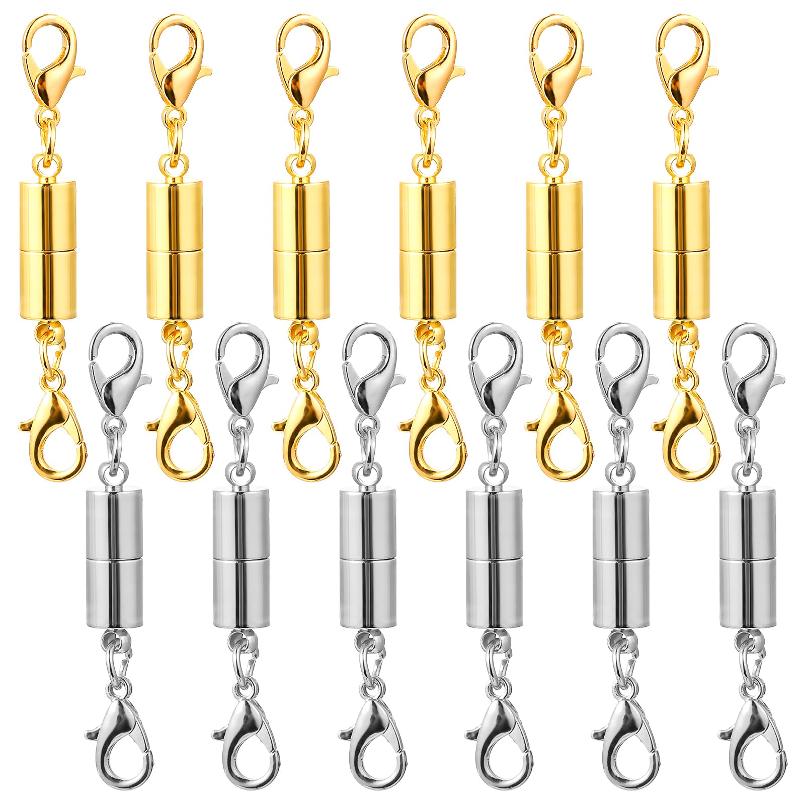 WLLHYF 12pcs Gold Color and Silver Color Magnetic Lobster Clasp for Jewelry Locking Clasps and Closures Bracelet Lobster Clasp DIY Necklace Bracelet Crafts Supplies