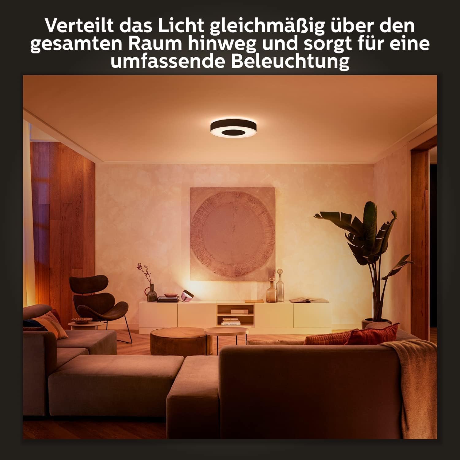 Philips Hue White & Color Ambiance Infuse Deckenleuchte L (3.700 lm), dimmbare Raumbeleuchtung für das Hue Lichtsystem mit 16 Mio. Farben, smarte Lichtsteuerung über Sprache und App, schwarz 6
