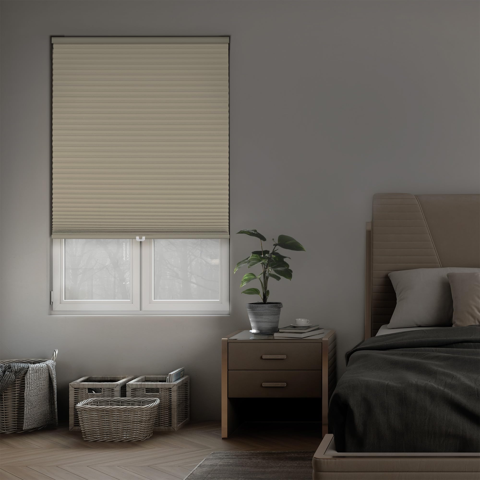 DEZ FURNISHINGS Cordless 1.5″ Blackout Cellular Shade, Energy Saver, 43″ W x 84″ H, Ivory