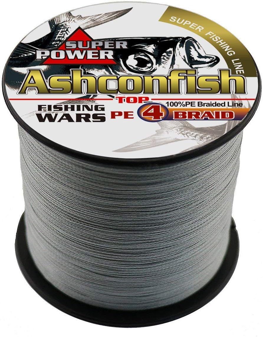 Ashconfish Braided Fishing Line-4 Strands Super Strong PE Fishing Wire Multifilament Fishing String Ultra Power 6LB-100LB Heavy Tensile for Saltwater & Freshwater Fishing