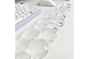 Aszqvd Mouse Pad with Wrist Rest, Soft Cloud Gel Keyboard Mouse Pad Set with Hand Wrist Support, Cute Non Slip Office Desk Accessories for Comfort/Pain Relief/PC Gaming/Computer/Laptop, (Clear Cloud)