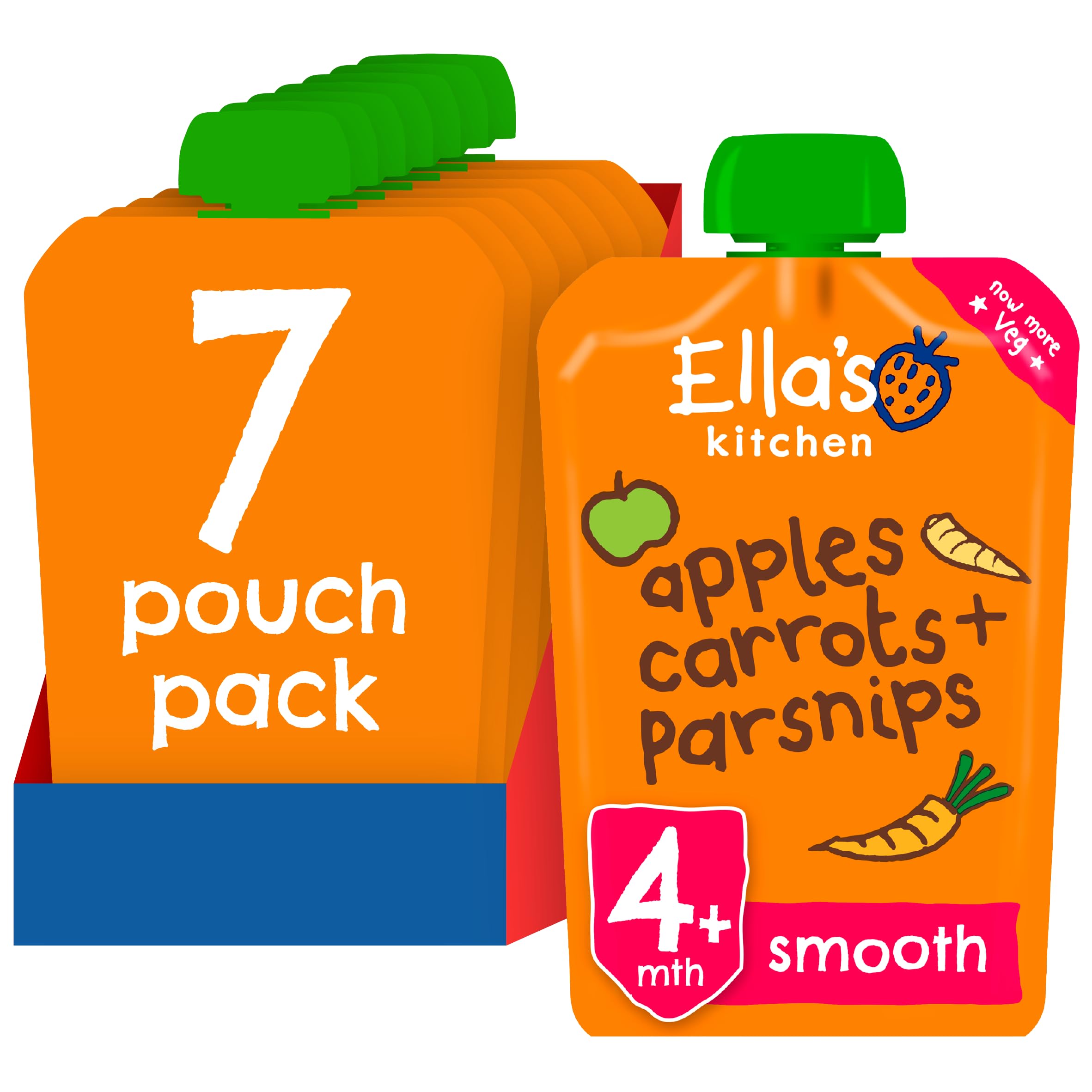 Ella's Kitchen, Stage 1 From 4 Months Organic Carrot Apple and Parsnip 120 g, (Pack of 7)