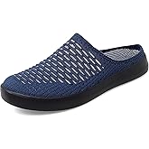 Women's Mesh Breathable Flat Mule Shoes Closed Round Toe Knit Backless Slip On Softsole Lightweight Walking Shoes for Vacation Work