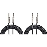 Amazon Basics TS 1/4 Inch Straight Instrument Cable for Electric Guitar, Bass and Keyboard with Anti-Noise Shielding, 10 Foot, Black (Pack of 2)