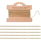 Yuomeaz 16Ft Gold Filled Chains for Jewelry Making, Gold Filled Jewelry Chain with Link, Permanent Cable Chains for Bracelet Making Necklace (Includes Card Paper)