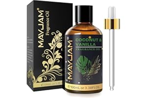 MAYJAM 100ML Coconut & Vanilla Fragrance Oil Essential Oil, 3.38FL.OZ Large Volume Coconut & Vanilla Oil for Diffuser, Great 