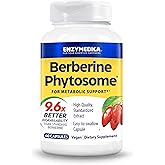 Enzymedica, Berberine Phytosome, 9.6X Better Bioavailability, High Potency Natural Vegan Herbal Supplement for Metabolic Support, 60 Capsules