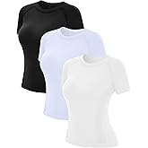 MathCat Short Sleeve Workout Tops for Women,Workout Shirts for Women,Seamless Yoga Athletic Shirts Gym Running Shirts