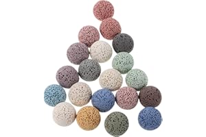 NIYANGLE 20pcs 16mm Lava Beads Diffuser Stones for Essential Oils – Reusable Aromatherapy Random Color