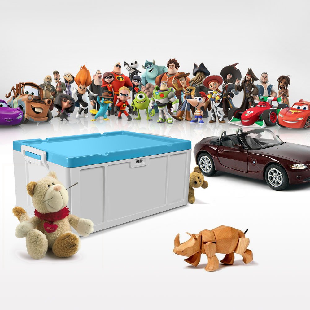 Storage Container Stackable Bins with Digit Lock ABS Safety Large Capacity 51L (cyan)