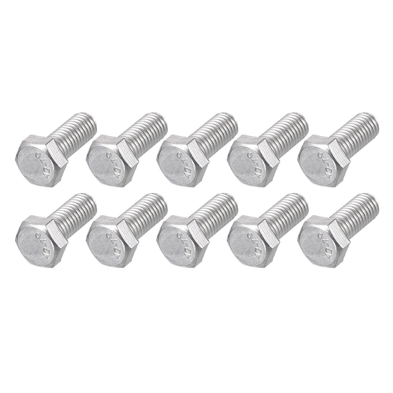 METALLIXITY Hex Bolts (M5-0.8x12mm) 50Pcs, 304 Stainless Steel Coarse Fully Threaded Hex Head Screw Bolt Machine Screws - for Furniture Repair, Silver