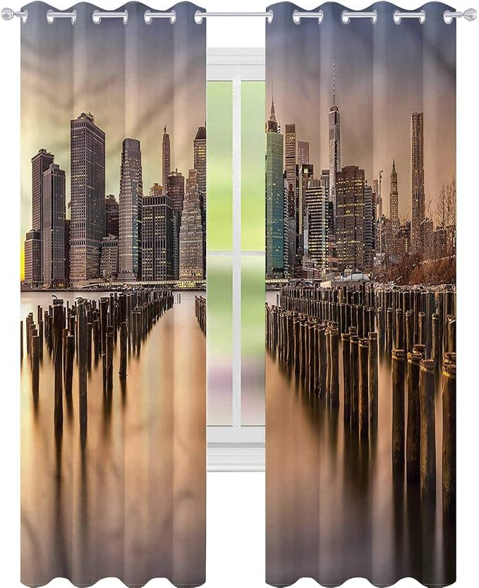 YUAZHOQI Blackout Curtains for Bedroom New York Manhattan Skyline