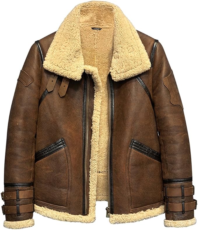 Men's Shearling Jacket B3 Flight Jacket Fur Leather Jacket Imported