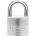 Fu Volante Stainless Steel Pin Tumbler Padlock, 304 Marine Series, Weatherproof Padlock for Outdoor use, 1-9/16 inch Wide Body, Keyed Different - Stainless Steel Body & Shackle