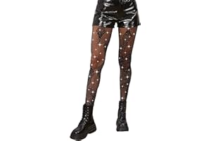 Qilubar Festival Fishnet Stockings, Star Tights, High-Waist Tights for Women