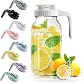 Mason Jar with Pour Spout Lid V-shaped, 2 Quart Iced Tea Pitcher Double Leak Proof, 64 oz Drink Pitcher for Breastmilk, Sun Tea, Juice, Coffee Creamer