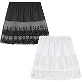 tagunop Women's Mini Lace Slip Skirt Removable Layering Shirt Extender Half Length Undershirt Skirt