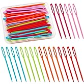 LUNARM 50PCS Plastic Sewing Needles, 7cm/2.76inch Large Eye Yarn Needles for Craft Plastic Embroidery Needle for DIY Sewing H