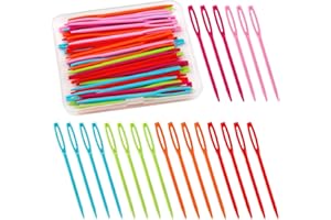 LUNARM 50PCS Plastic Sewing Needles, 7cm/2.76inch Large Eye Yarn Needles for Craft Plastic Embroidery Needle for DIY Sewing H