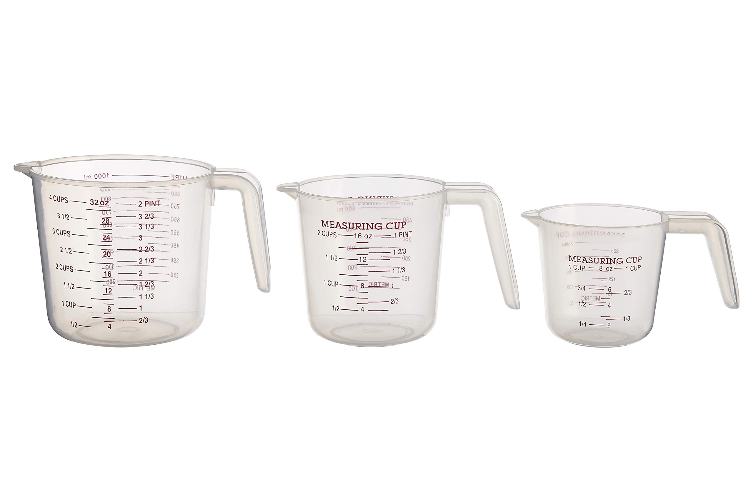 Measuring Jugs, Clear Plastic, Set of 3