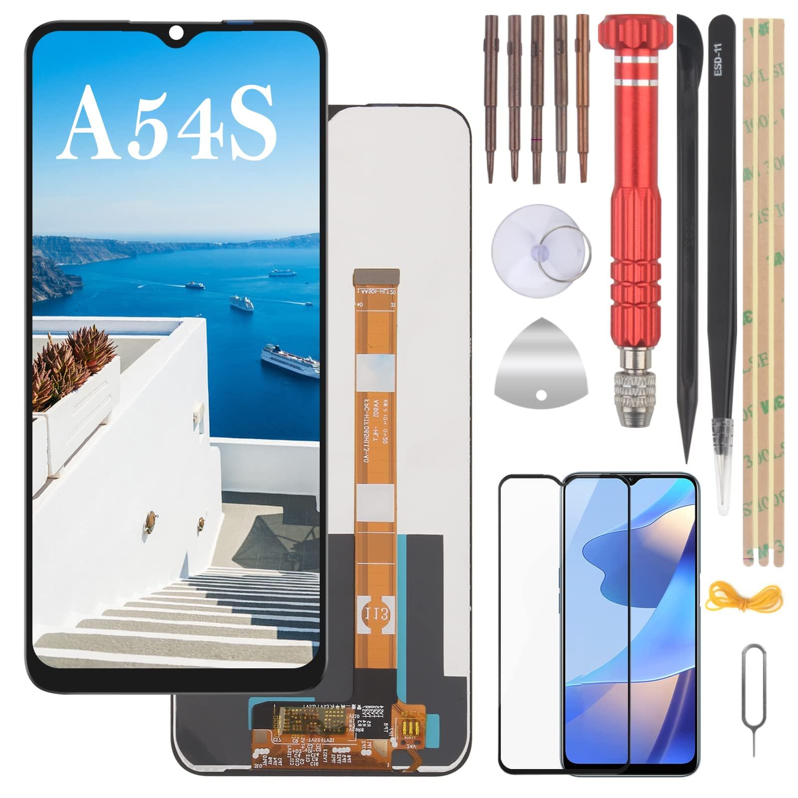 YHX-OU 6.52 Inch Display for Oppo A54s CPH2273 LCD Display Touchscreen Replacement Screen with Tools + 1 A54s Protective Film (Black)