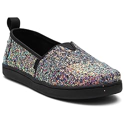 TOMS Girls Alpargata Loafer Flat, Black Chunky
