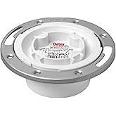 Oatey 43613 3 in. or 4 in. Fast Set White PVC Easy Tap Closet Flange with Stainless Steel Ring