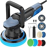 Dual Action Polisher, 900W 5/6 Inch Random Orbital Buffer Polisher, 6 Variable Speed 2000-6400 RPM, DA Polisher with 6 Polishing Pads for Car Detailing/ Waxing