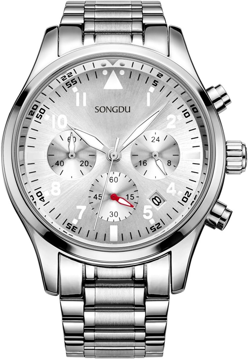 SONGDU Men's Fashion Business Quartz Watch Chronograph Waterproof Date Display Analog Sport Wrist Watches