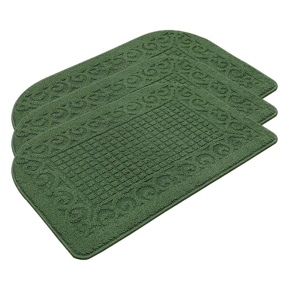 Photo 1 of COSY HOMEER 27X18 Inch Anti Fatigue Kitchen Rug Mats are Made of 100% Polypropylene Half Round Rug Cushion Specialized in Anti Slippery and Machine Washable (Green 3pcs)