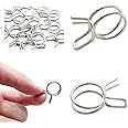 Rierdge Irrigation Hose Clamp 1/4" Inner Diameter Stainless Steel Double Coil Spring Water Pipe Clip for Garden Irrigation, 60pcs