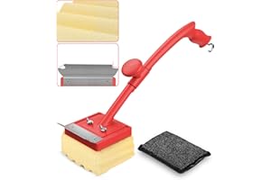 JUECITY Grill Brush Bristle Free, Safe Non Metal Wire with Scraper 2 Replacement Heads, Steam Grilling Grate Cleaning Tool, BBQ Cleaner Accessory Kit Set, Outdoor Cast Iron Barbecue/Barbeque Scrubber