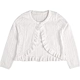 CHIC FILLES Girls' Long Sleeve Button Closure Knitted Bolero Cardigan Kids Shrug Sweaters Cropped Jacket Cover Up Tops