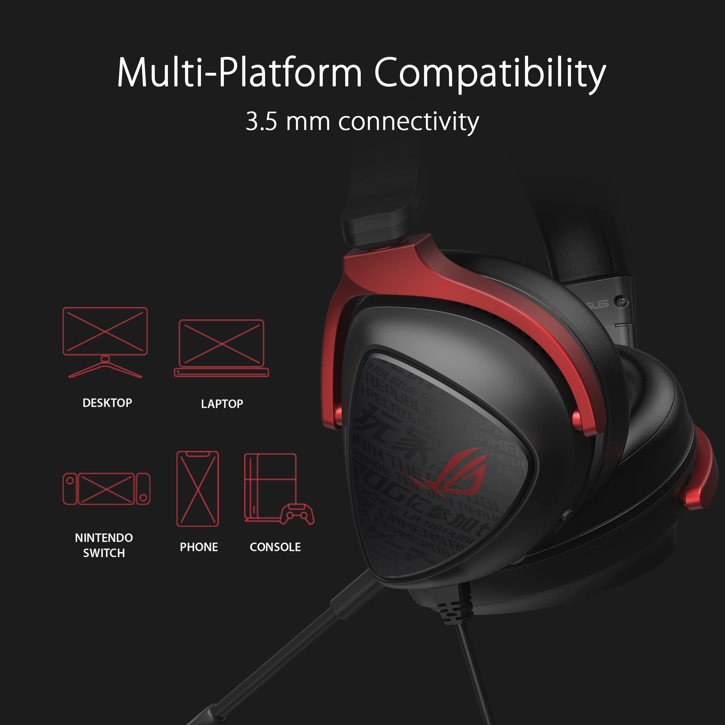 ASUS ROG Delta S Core Wired 3.5mm Gaming Headset with Mic – 40mm Essence Drivers, Virtual 7.1 Surround Sound, Discord-Certified Boom Mic, Lightweight, for PC, PS5, PS4, Xbox, Switch, Mobile - Black