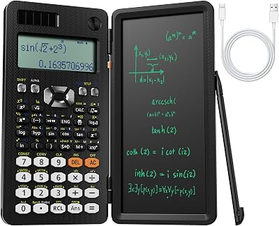 NEWYES 991ES MAX Rechargeable Scientific Calculator Writing Pad Dual Power Black