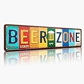 Beer Zone All-Aluminum Metal Sign – Vintage Wall Decor for Home Bar, Man Cave, Patio, Pub, Basement, Game Room Decorations – 16 x 4 Inch
