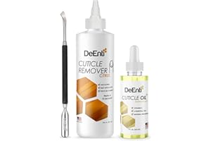 DEENTERPRISES, INC. DeEnti Cuticles Maintenance Pack, Bundle Includes Citrus Scented Cuticle Remover, Cuticle Oil for Nails, and Metal Pusher Tool, Salon Grade Nail Care, Home Manicure and Pedicure Kit