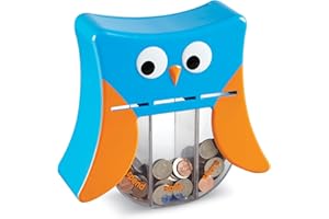 Learning Resources Wise Owl Teaching Bank - 4 Pieces, Ages 3+ Toddler Learning Toys, Play Money Toy for Kids, Save Spend Give Bank