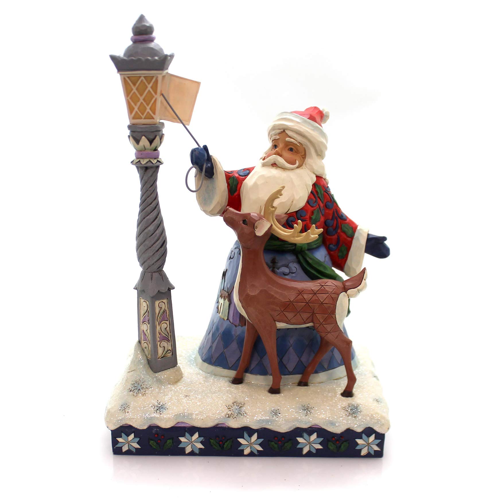 Heartwood Creek Santa By Lighted Lamppost Figurine