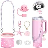 Mity rain Cup Accessories Set for Stanley Cup 30oz 40oz Tumbler with Handle - Includes Water Bottle Handle Strap, Straw Topper Cover Cap and Boot, Spill Proof Stopper, Handle Charms