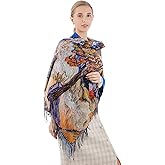 XINYUN Women's Fashion Scarf with Art Printed Tassel Soft Cashmere Warm Large Blanket Wrap Shawl for gift